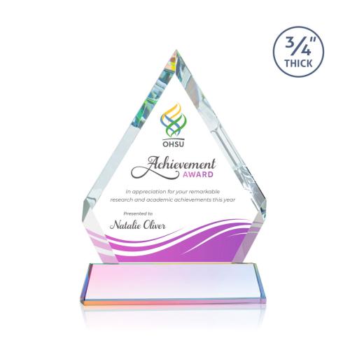 Awards and Plaques - Crystal Trophies - Apex Full Color on Helton Base Prismatic Crystal Trophy