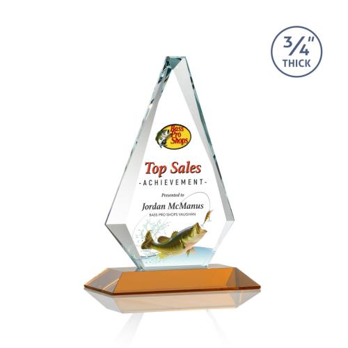 Awards and Plaques - Crystal Trophies - Crowell Full Color Amber Crystal Trophy