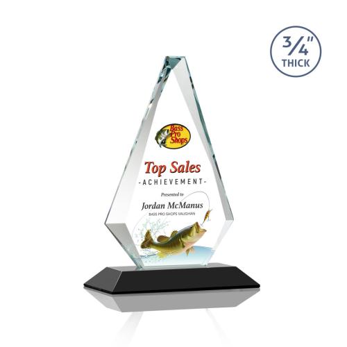 Awards and Plaques - Crystal Trophies - Crowell Full Color Black Crystal Trophy