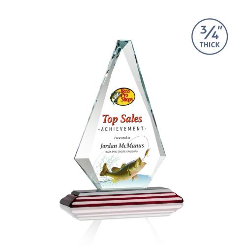 Awards and Plaques - Crystal Trophies - Crowell Full Color Rosewood Crystal Trophy