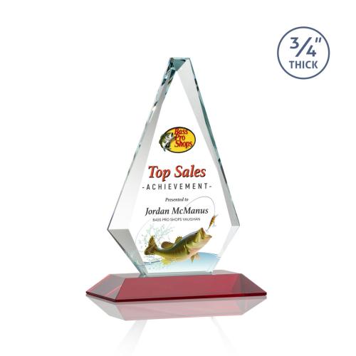 Awards and Plaques - Crystal Trophies - Crowell Full Color Red Crystal Trophy