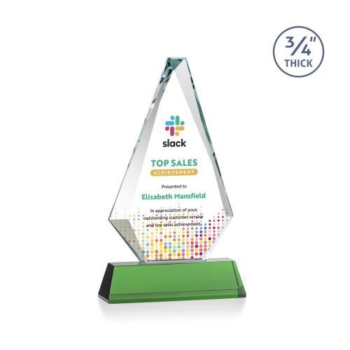 Awards and Plaques - Crystal Trophies - Crowell Full Color on Helton Green Crystal Trophy