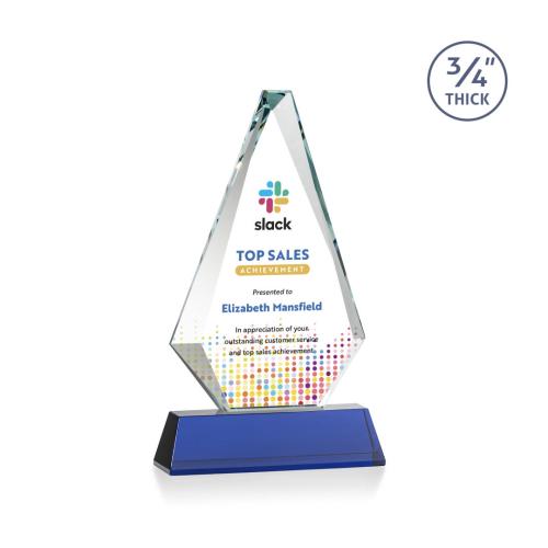 Awards and Plaques - Crystal Trophies - Crowell Full Color on Helton Blue Crystal Trophy