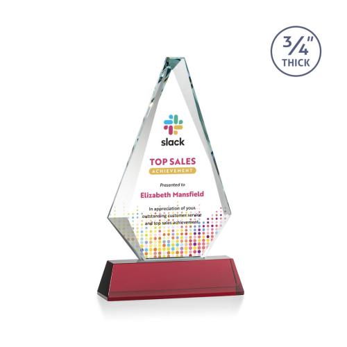 Awards and Plaques - Crystal Trophies - Crowell Full Color on Helton Red Crystal Trophy