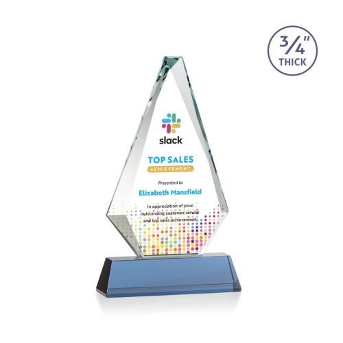 Awards and Plaques - Crystal Trophies - Crowell Full Color on Helton Sky Blue Crystal Trophy