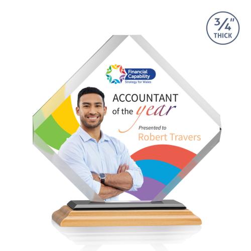 Awards and Plaques - Crystal Trophies - Jacobsen Full Color Bamboo/Black Wood Trophy