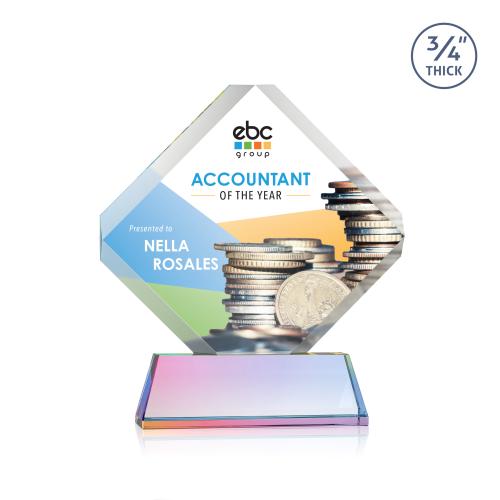 Awards and Plaques - Crystal Trophies - Jacobsen Full Color on Helton Prismatic Crystal Trophy