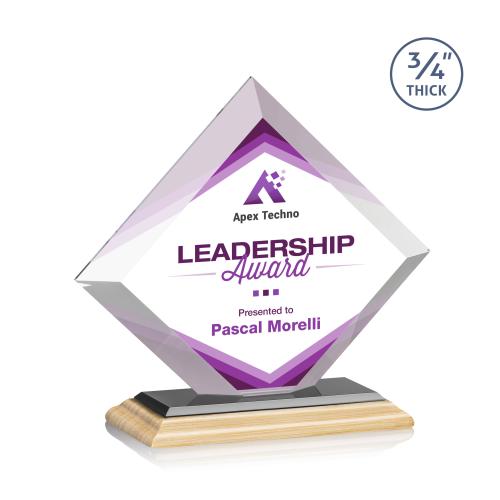 Awards and Plaques - Crystal Trophies - Carlson Full Color Bamboo/Black Wood Trophy