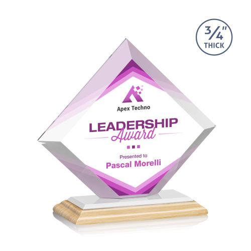 Awards and Plaques - Crystal Trophies - Carlson Full Color Bamboo/White Wood Trophy
