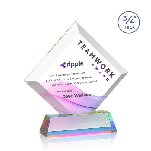 Awards and Plaques - Crystal Trophies - Carlson Full Color on Helton Base Prismatic Crystal Trophy