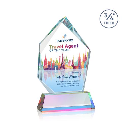 Awards and Plaques - Crystal Trophies - Boone Ice Peak Full Color on Helton Prismatic Peaks Crystal Trophy