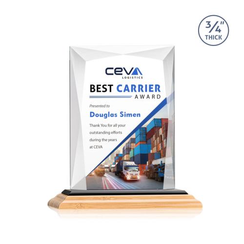 Awards and Plaques - Crystal Trophies - Cassidy Full Color Bamboo/Black Rectangle Wood Trophy