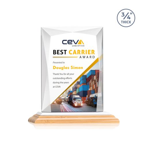 Awards and Plaques - Crystal Trophies - Cassidy Full Color Bamboo/White Rectangle Wood Trophy