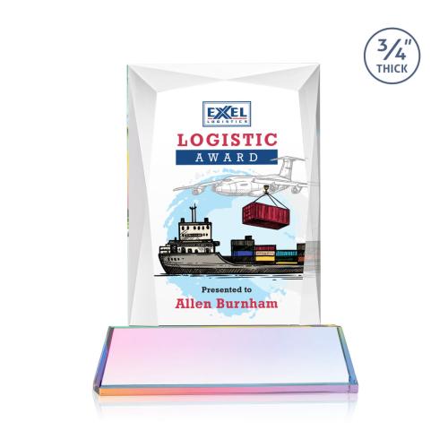 Awards and Plaques - Crystal Trophies - Cassidy Full Color on Helton Base Prismatic Rectangle Crystal Trophy