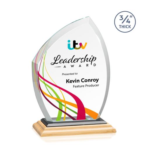 Awards and Plaques - Crystal Trophies - Wilco Full Color Bamboo/Black Unique Wood Trophy