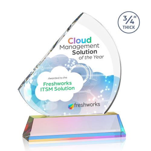 Awards and Plaques - Crystal Trophies - Yanez Full Color on Helton Prismatic Peaks Crystal Trophy
