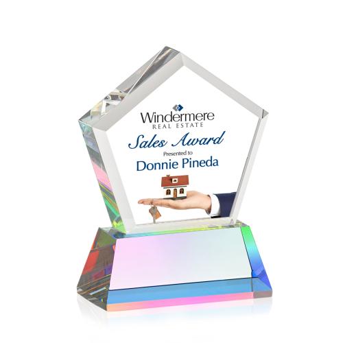 Awards and Plaques - Crystal Trophies - Costa Full Color on Base Prismatic Polygon Crystal Trophy
