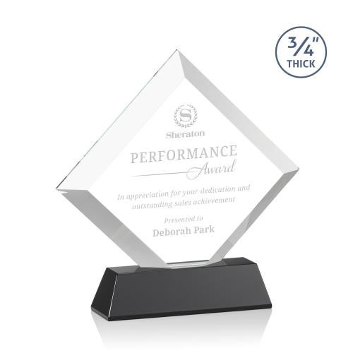 Awards and Plaques - Crystal Trophies - Carlson on Helton Base Black Crystal Trophy