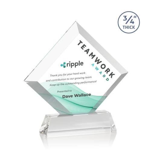 Awards and Plaques - Crystal Trophies - Carlson Full Color on Helton Base Clear Crystal Trophy