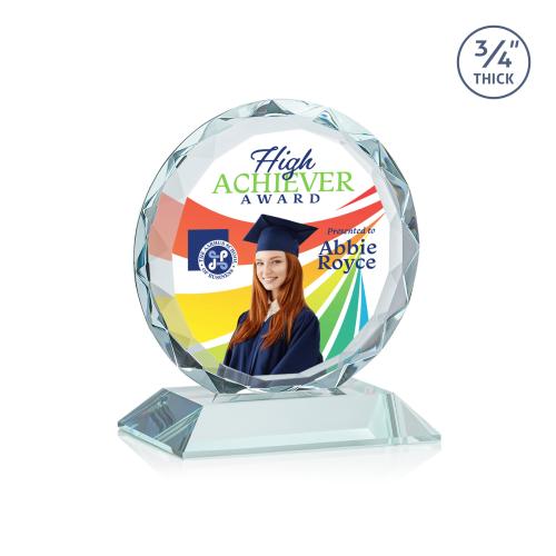 Awards and Plaques - Crystal Trophies - Clarke Full Color Clear Circle Crystal Trophy