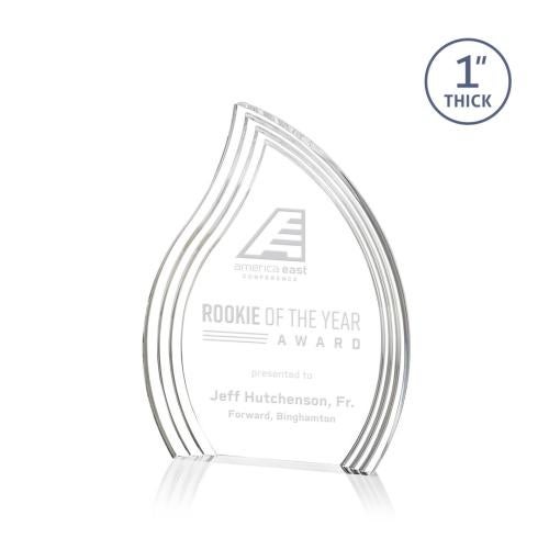 Awards and Plaques - Acrylic Trophies - Pettit Clear Left Flame Acrylic Trophy