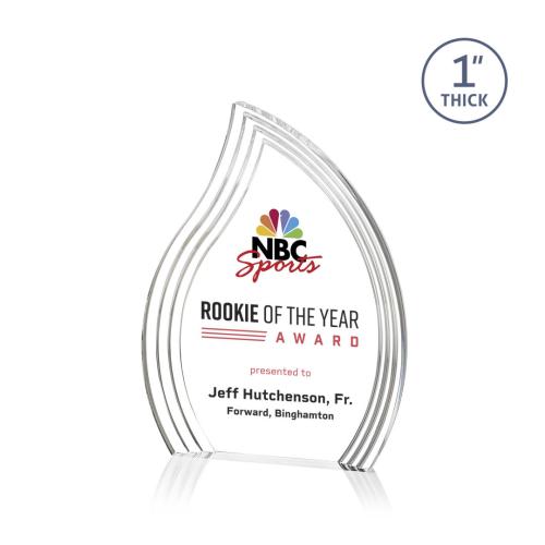 Awards and Plaques - Acrylic Trophies - Pettit Full Color  Clear Left Flame Acrylic Trophy