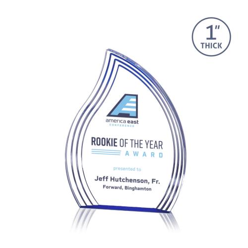 Awards and Plaques - Acrylic Trophies - Pettit Full Color Blue Left Flame Acrylic Trophy