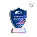 Escamilla Shield Full Color on Helton Prismatic Unique Crystal Trophy