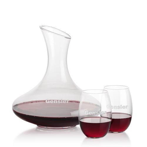 Custom Barware Glasses - Carafes - Dailey Carafe & Randolph Stemless Wine