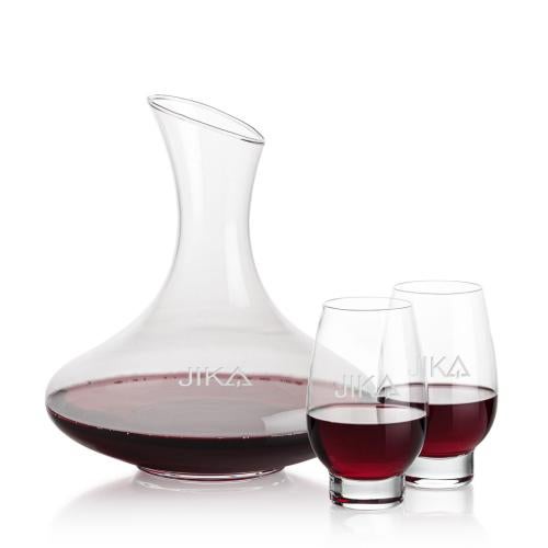 Custom Barware Glasses - Carafes - Dailey Carafe & Hayden Stemless Wine