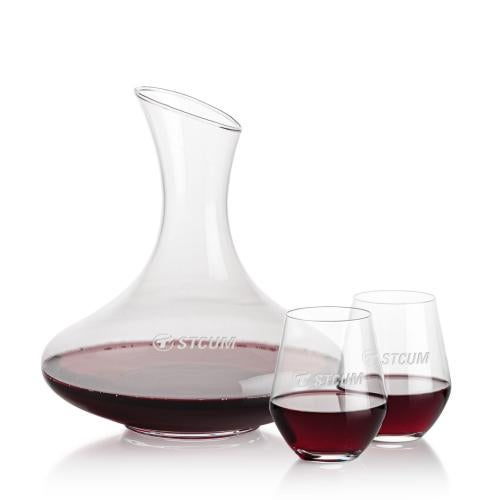 Custom Barware Glasses - Carafes - Dailey Carafe & Stahl Stemless Wine