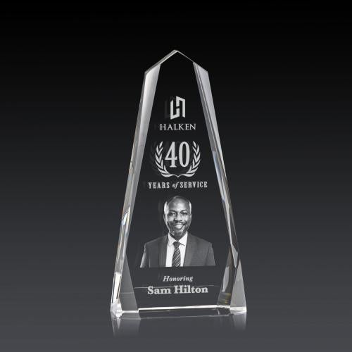 Awards and Plaques - Crystal Trophies - Geneva 3D Obelisk Crystal Trophy