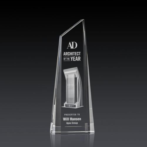 Awards and Plaques - Crystal Trophies - Keene Tower 3D Peaks Crystal Trophy