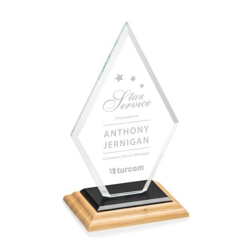 Awards and Plaques - Crystal Trophies - Spicer Bamboo/Black Wood Trophy