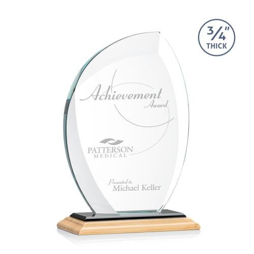 Awards and Plaques - Crystal Trophies - Oakes Bamboo/Black Flame Wood Trophy