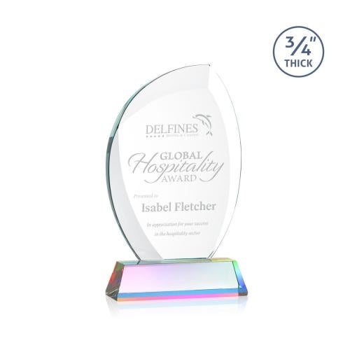 Awards and Plaques - Crystal Trophies - Oakes on Helton Base Prismatic Flame Crystal Trophy