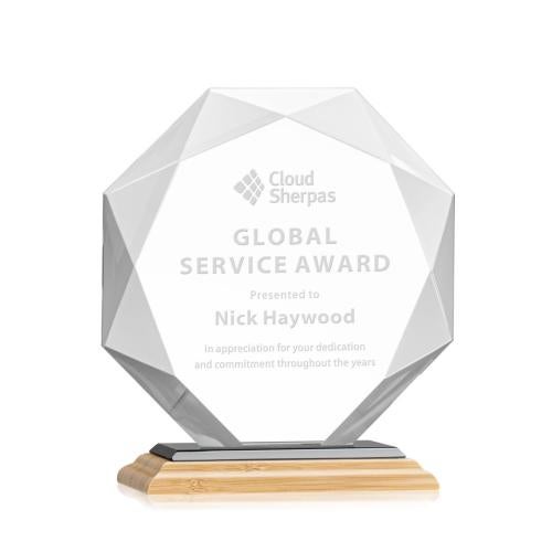 Awards and Plaques - Crystal Trophies - Minor Bamboo/Black Polygon Wood Trophy