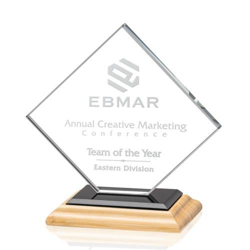Awards and Plaques - Crystal Trophies - Argueta Bamboo/Black Wood Trophy