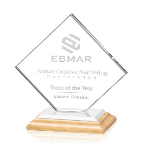 Awards and Plaques - Crystal Trophies - Argueta Bamboo/White Wood Trophy