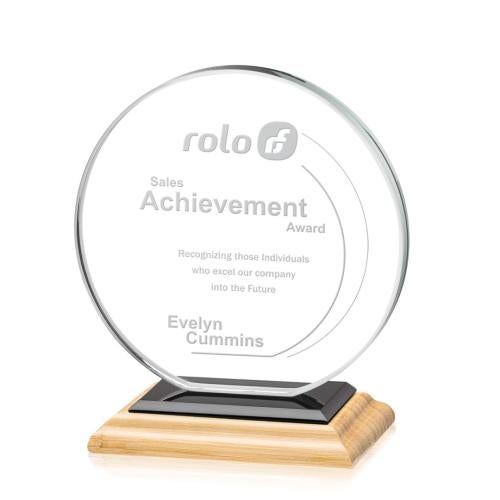 Awards and Plaques - Crystal Trophies - Drummond Bamboo/Black Circle Wood Trophy