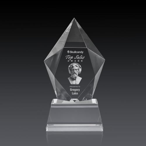 Awards and Plaques - Crystal Trophies - Barron 3D on Base Clear Polygon Crystal Trophy