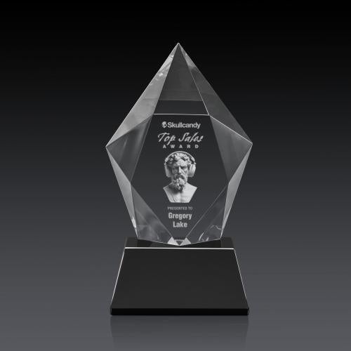 Awards and Plaques - Crystal Trophies - Barron 3D on Base Black Polygon Crystal Trophy