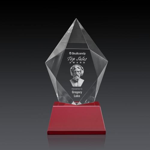 Awards and Plaques - Crystal Trophies - Barron 3D on Base Red Polygon Crystal Trophy