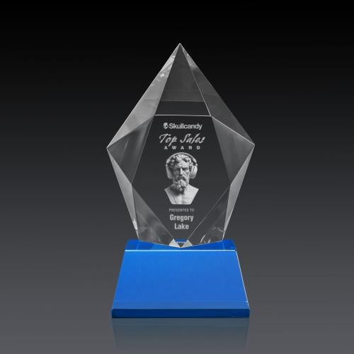 Awards and Plaques - Crystal Trophies - Barron 3D on Base Sky Blue Polygon Crystal Trophy