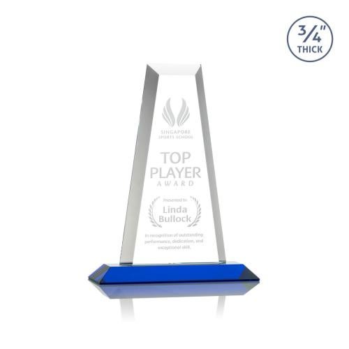 Awards and Plaques - Crystal Trophies - Barrios Tower Blue Towers Crystal Trophy
