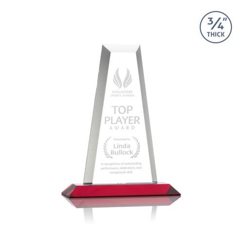Awards and Plaques - Crystal Trophies - Barrios Tower Red Towers Crystal Trophy