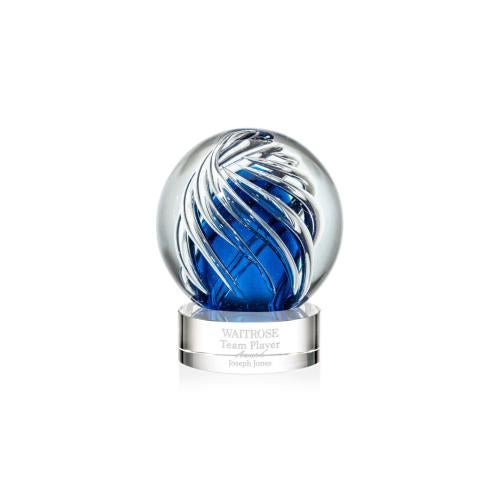 Awards and Plaques - Glass Trophies - Art Glass Trophies - Truong on Lockwood Base Clear Globe Glass Trophy