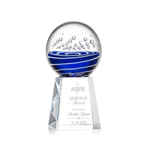 Awards and Plaques - Glass Trophies - Art Glass Trophies - Darby on Medium Crystal Base Clear Globe Glass Trophy