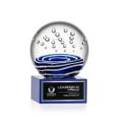 Darby on Plated Crystal Base Blue Globe Glass Trophy
