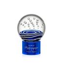 Darby on Round Base Blue Globe Glass Trophy